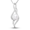 Thumbnail Image 0 of Cultured Pearl Necklace Lab-Created Sapphires Sterling Silver