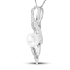 Thumbnail Image 1 of Cultured Pearl Necklace Lab-Created Sapphires Sterling Silver