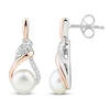 Thumbnail Image 2 of Freshwater Cultured Pearl & White Lab-Created Sapphire Earrings 10K Rose Gold/Sterling Silver