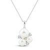 Thumbnail Image 1 of Freshwater Cultured Pearl & White Lab-Created Sapphire Necklace Sterling Silver 18&quot;