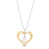 Thumbnail Image 1 of Cultured Pearl & Diamond Heart Necklace Sterling Silver/10K Yellow Gold 18&quot;