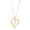 Thumbnail Image 2 of Cultured Pearl & Diamond Heart Necklace Sterling Silver/10K Yellow Gold 18&quot;