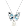 Thumbnail Image 1 of Freshwater Pearl & Topaz Butterfly Necklace Sterling Silver 18&quot;