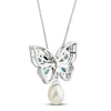 Thumbnail Image 3 of Freshwater Pearl & Topaz Butterfly Necklace Sterling Silver 18&quot;