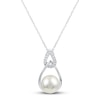 Thumbnail Image 1 of Cultured Pearl & White Topaz Raindrop Necklace Sterling Silver 18&quot;