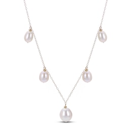 Cultured Pearl Drop Necklace 10K Yellow Gold 17.5&quot;