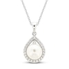 Thumbnail Image 1 of Cultured Pearl & White Lab-Created Sapphire Necklace Sterling Silver 18&quot;