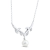 Thumbnail Image 1 of Cultured Pearl & White Lab-Created Sapphire Vine Necklace Sterling Silver 18"