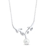Thumbnail Image 2 of Cultured Pearl & White Lab-Created Sapphire Vine Necklace Sterling Silver 18"