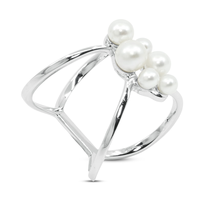 Main Image 2 of Cultured Pearl Cluster Ring Sterling Silver