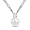 Thumbnail Image 1 of Cultured Pearl & White Topaz Necklace Sterling Silver 17&quot;