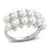 Thumbnail Image 1 of Cultured Pearl & White Lab-Created Sapphire Ring Sterling Silver