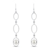 Thumbnail Image 0 of Cultured Pearl & White Lab-Created Sapphire Drop Earrings Sterling Silver