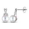 Thumbnail Image 1 of Cultured Pearl & Diamond Stud Earrings 1/10 ct tw 10K White Gold