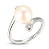 Thumbnail Image 2 of Cultured Pearl & White Lab-Created Sapphire Ring Sterling Silver