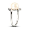 Thumbnail Image 3 of Cultured Pearl & White Lab-Created Sapphire Ring Sterling Silver