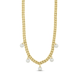 Cultured Pearl Station Necklace 10K Yellow Gold 18&quot;