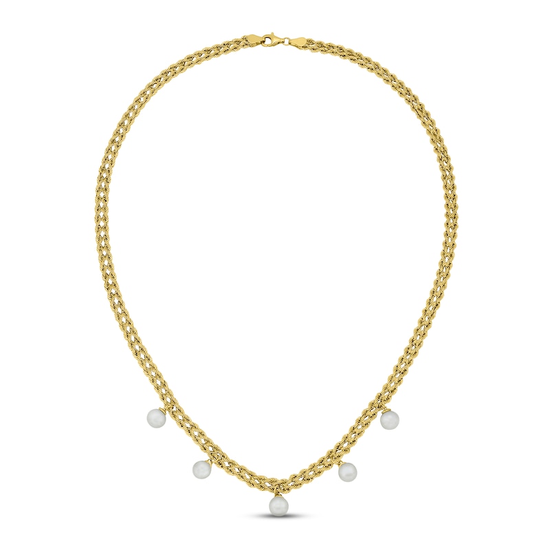 Main Image 2 of Cultured Pearl Station Necklace 10K Yellow Gold 18&quot;