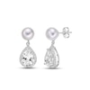 Thumbnail Image 1 of Cultured Pearl & White Lab-Created Sapphire Earrings Sterling Silver