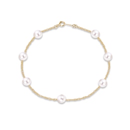 Cultured Pearl Bracelet 10K Yellow Gold 7.25&quot;