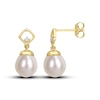 Thumbnail Image 1 of Cultured Pearl & Diamond Dangle Earrings 10K Yellow Gold