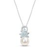 Thumbnail Image 1 of Cultured Pearl, Aquamarine & Diamond Necklace 1/15 ct tw Round-cut Sterling Silver 18&quot;