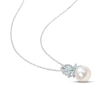 Thumbnail Image 2 of Cultured Pearl, Aquamarine & Diamond Necklace 1/15 ct tw Round-cut Sterling Silver 18&quot;