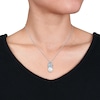 Thumbnail Image 3 of Cultured Pearl, Aquamarine & Diamond Necklace 1/15 ct tw Round-cut Sterling Silver 18&quot;