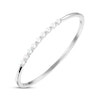 Thumbnail Image 2 of Cultured Pearl & White Lab-Created Sapphire Bangle Bracelet Sterling Silver