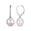 Thumbnail Image 3 of Cultured Pearl & White Lab-Created Sapphire Drop Earrings Sterling Silver