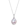 Thumbnail Image 1 of Cultured Pearl & White Lab-Created Sapphire Necklace Sterling Silver 18&quot;