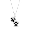 Thumbnail Image 1 of Black Onyx & Round-Cut Diamond Paw Prints Necklace 1/10 ct tw Sterling Silver 18”