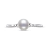 Thumbnail Image 3 of Cultured Pearl & Round-Cut White Lab-Created Sapphire Ring Sterling Silver - Size 7