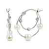 Thumbnail Image 1 of Cultured Pearl & Diamond-Cut Bead Double Hoop Earrings Sterling Silver