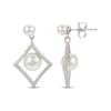 Thumbnail Image 1 of Cultured Pearl Diamond-Shaped Dangle Earrings Sterling Silver