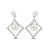 Thumbnail Image 2 of Cultured Pearl Diamond-Shaped Dangle Earrings Sterling Silver