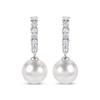 Thumbnail Image 2 of Pear-Shaped White Lab-Created Sapphire & Cultured Pearl Drop Earrings Sterling Silver