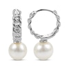 Thumbnail Image 0 of Cultured Pearl Chain Link Hoop Drop Earrings Sterling Silver