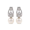 Thumbnail Image 2 of Cultured Pearl & White Lab-Created Sapphire Vintage-Inspired Drop Earrings Sterling Silver