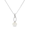 Thumbnail Image 1 of Cultured Pearl & White Lab-Created Sapphire Drop Necklace Sterling Silver 18&quot;