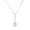 Thumbnail Image 1 of Pear-Shaped White Lab-Created Sapphire & Cultured Pearl Drop Necklace Sterling Silver 18&quot;