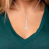 Thumbnail Image 3 of Pear-Shaped White Lab-Created Sapphire & Cultured Pearl Drop Necklace Sterling Silver 18&quot;