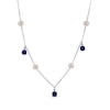 Thumbnail Image 1 of Cultured Pearl & Blue Lab-Created Sapphire Station Dangle Necklace Sterling Silver 18&quot;