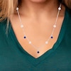 Thumbnail Image 3 of Cultured Pearl & Blue Lab-Created Sapphire Station Dangle Necklace Sterling Silver 18&quot;