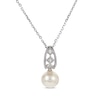 Thumbnail Image 1 of Cultured Pearl & White Lab-Created Sapphire Vintage-Inspired Necklace Sterling Silver 18&quot;