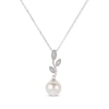 Thumbnail Image 1 of Cultured Pearl & White Lab-Created Sapphire Vine Drop Necklace Sterling Silver 18&quot;