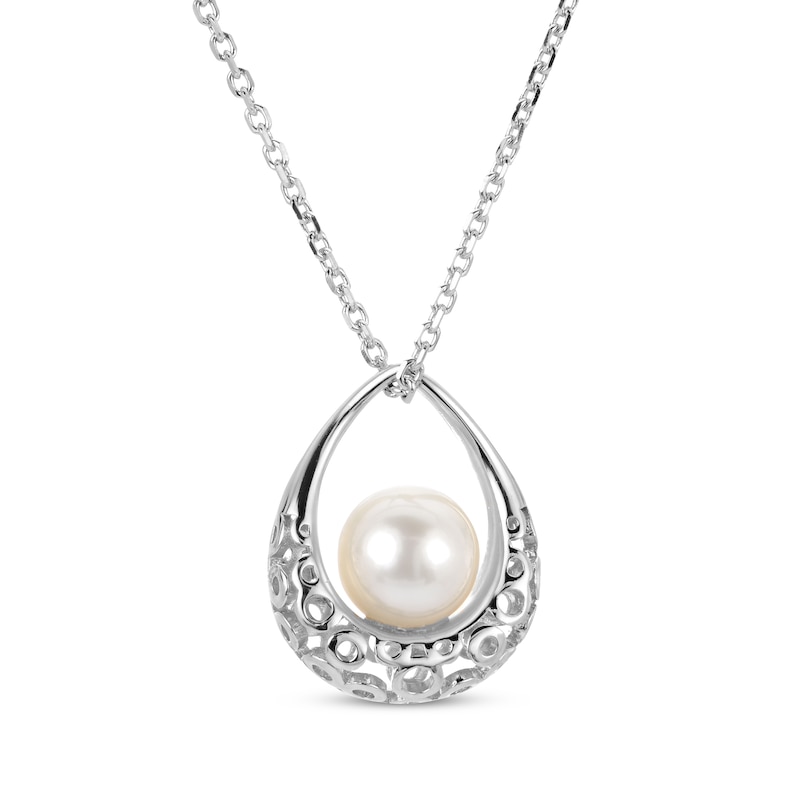 Cultured Pearl Teardrop Necklace Sterling Silver 18"