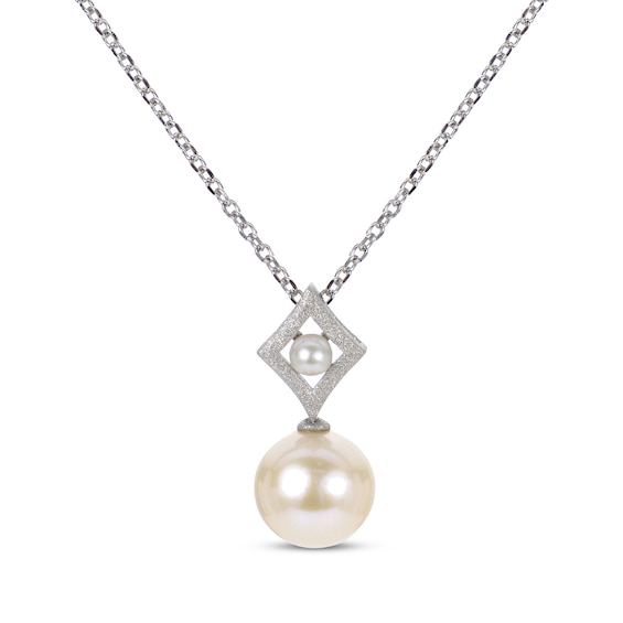 Cultured Pearl Drop Shimmer Necklace Sterling Silver 18"