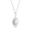 Thumbnail Image 2 of Cultured Pearl & White Lab-Created Sapphire Marquise Petal Flower Necklace Sterling Silver 18&quot;