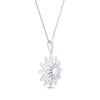 Thumbnail Image 3 of Cultured Pearl & White Lab-Created Sapphire Marquise Petal Flower Necklace Sterling Silver 18&quot;